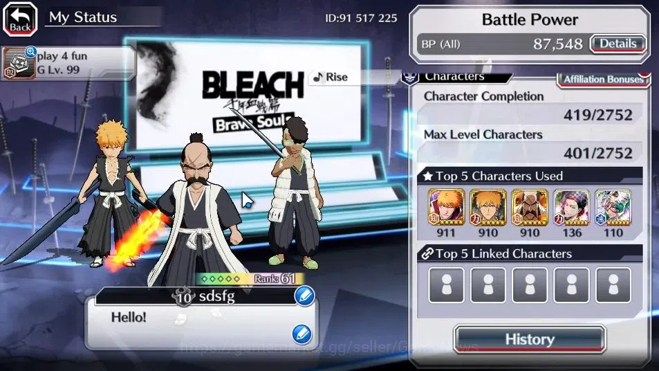 Bleach: Brave Souls Accounts [GLOBAL]20K Orb+Fresh All Story|Lv 200[TYBW24 OhTe image 3