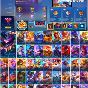 Mobile Legends: Bang Bang Accounts #4613 472 Skins | Miya Modena Butterfly (LEGEND) | Floryn Fluffy Dream (SANRIO) | Karina