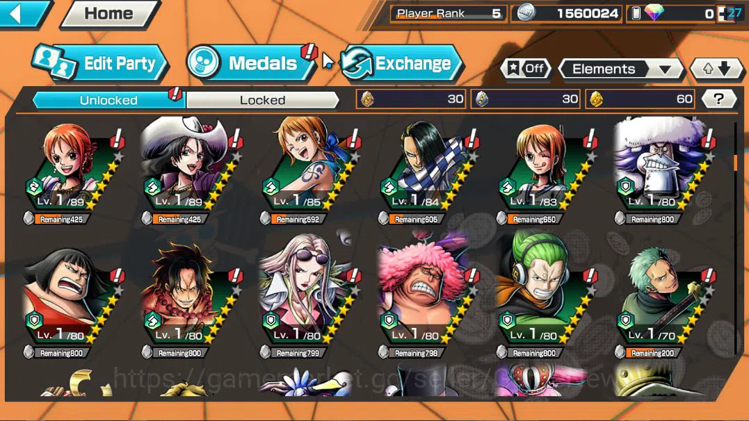 One Piece Bounty Rush Accounts Starter Global|4 EX| AM Sword [Borsalino],T5E St.Jaygarcia,T4E Marshall D.Teach,Blackbeard 7