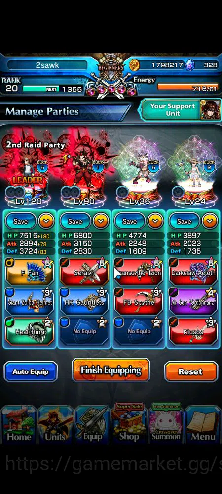 Grand Summoners Accounts Starter Global|Rank 20|6 Ascend|Emiya,Summer Miyu,Kirisame,Chloe,Halloween Charlotte,Orvell D.Gran 2
