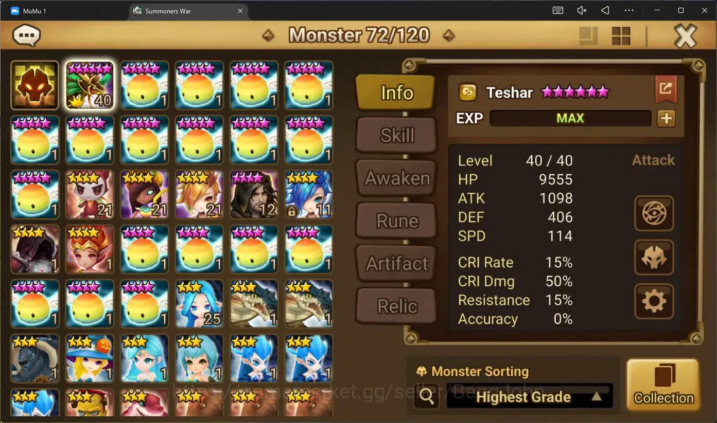 Summoners War: Sky Arena Accounts GLOBAL | NB 5 TESHAR,Starter Gacha 115 12Y+160 11Y image 2