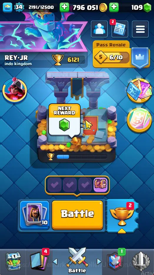 Lvl 34|Trophy 6121|KTL 12|Limited Skin|Card 116| 7 EVO 3 Champ 21 Legendary 33 Epic,30 Rare,29 Common|Take Email(CR1332) Clash Royale Starter Lvl 34|Trophy 6121|KTL 12|Limited Skin|Card 116| 7 image 1