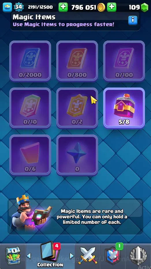 Clash Royale Accounts Starter Lvl 34|Trophy 6121|KTL 12|Limited Skin|Card 116| 7 EVO 3 Champ 21 Legendary 33 Epic,30 Rare,29 14