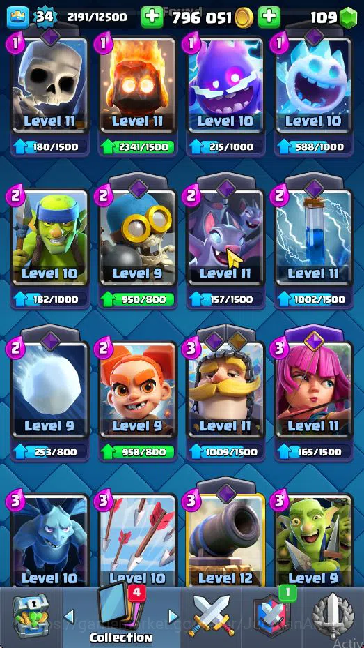Clash Royale Accounts Starter Lvl 34|Trophy 6121|KTL 12|Limited Skin|Card 116| 7 EVO 3 Champ 21 Legendary 33 Epic,30 Rare,29 6