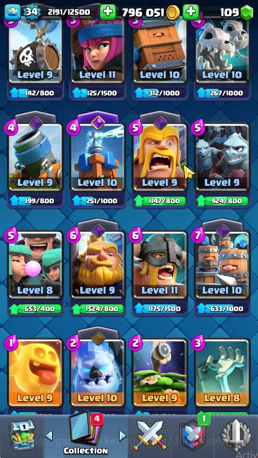 Clash Royale Accounts Starter Lvl 34|Trophy 6121|KTL 12|Limited Skin|Card 116| 7 EVO 3 Champ 21 Legendary 33 Epic,30 Rare,29 7
