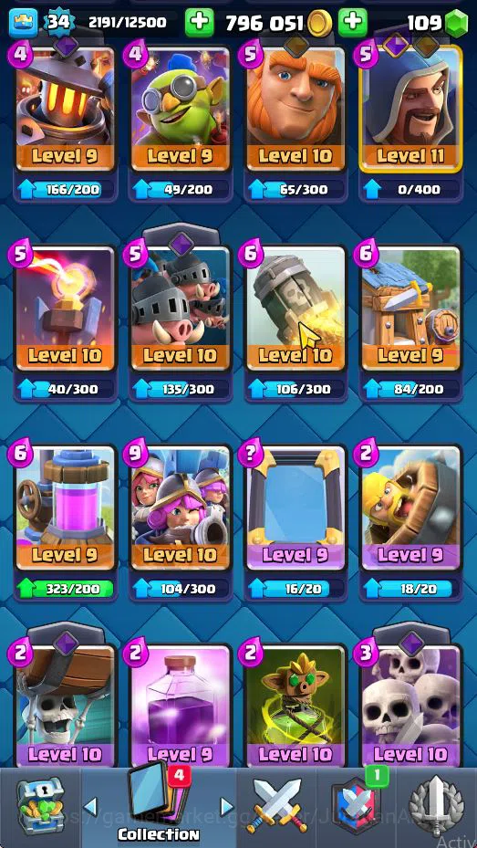 Clash Royale Accounts Starter Lvl 34|Trophy 6121|KTL 12|Limited Skin|Card 116| 7 EVO 3 Champ 21 Legendary 33 Epic,30 Rare,29 9
