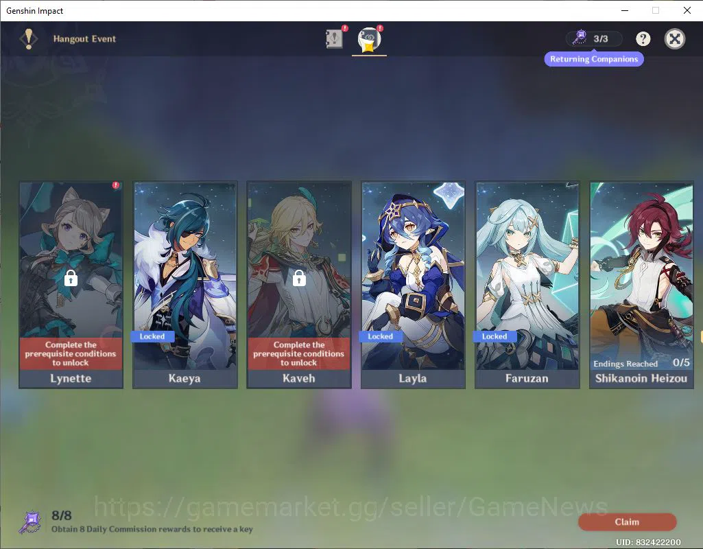 Genshin Impact Accounts ASIA|AR 57|10 Limited+2(*5Weapon)|Raiden,Yelan,Kaz image 13