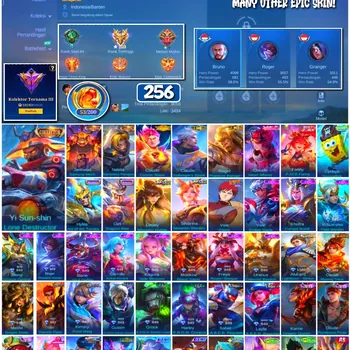 Mobile Legends: Bang Bang Accounts #4376 256 Skins | Vale Gaara (NARUTO) | Cyclops SpongeBob (SPONGEBOB) | Yi Sun-shin Lone