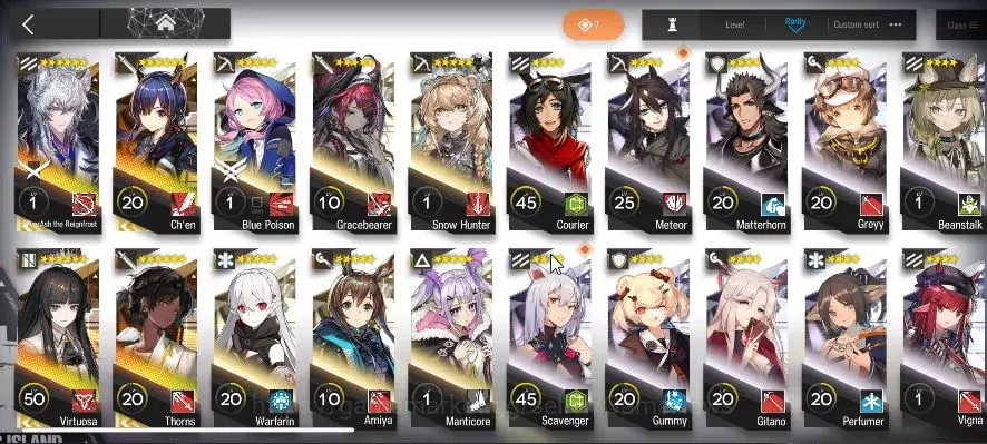 Arknights Accounts Mid-Tier Lvl 8 |53 OP + 1 Skin|120 Oru+5 Originite|2 Limited | SATR,Virtuosa,Ch'en,Thorns|Terminal 4