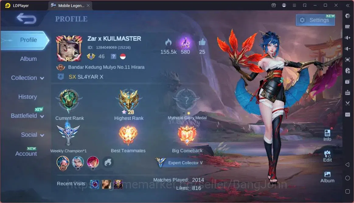 Mobile Legends: Bang Bang Accounts Others Global|Hero 74|Skin 112|Expert|CC Natalia|Ligtborn Tigreal|Epic 1