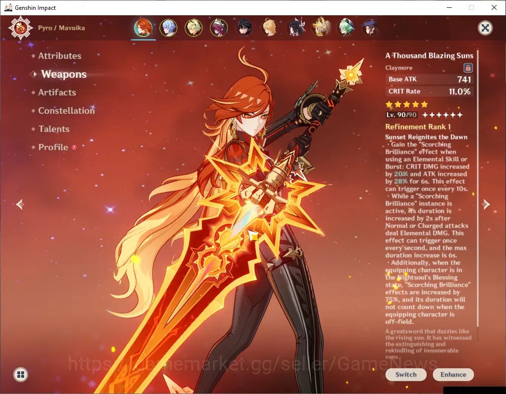 Genshin Impact Accounts ASIA|AR 56|4 Limited + 4 (*5Weapon)|MavuikaC2+Sign image 5