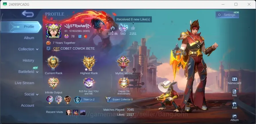 Mobile Legends: Bang Bang Accounts Collector Global|203S|Expert|CC Natalia,Epic Rafaela Zilong Roger Harley Irithel Lancelot 1
