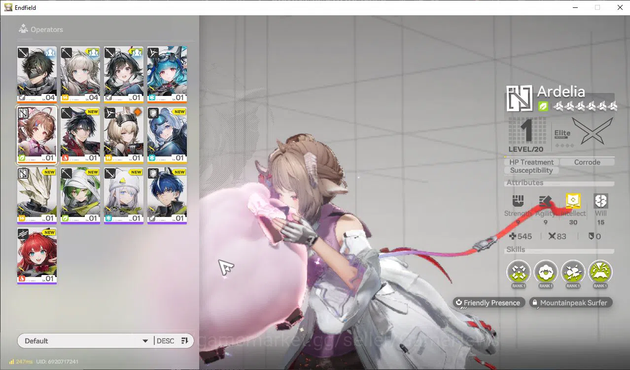 Arknights: Endfield Accounts NA/EU Lv2|1,9k Arsenal|2SSR(Ardelia,Last Rite)+5SR Operators|1 2