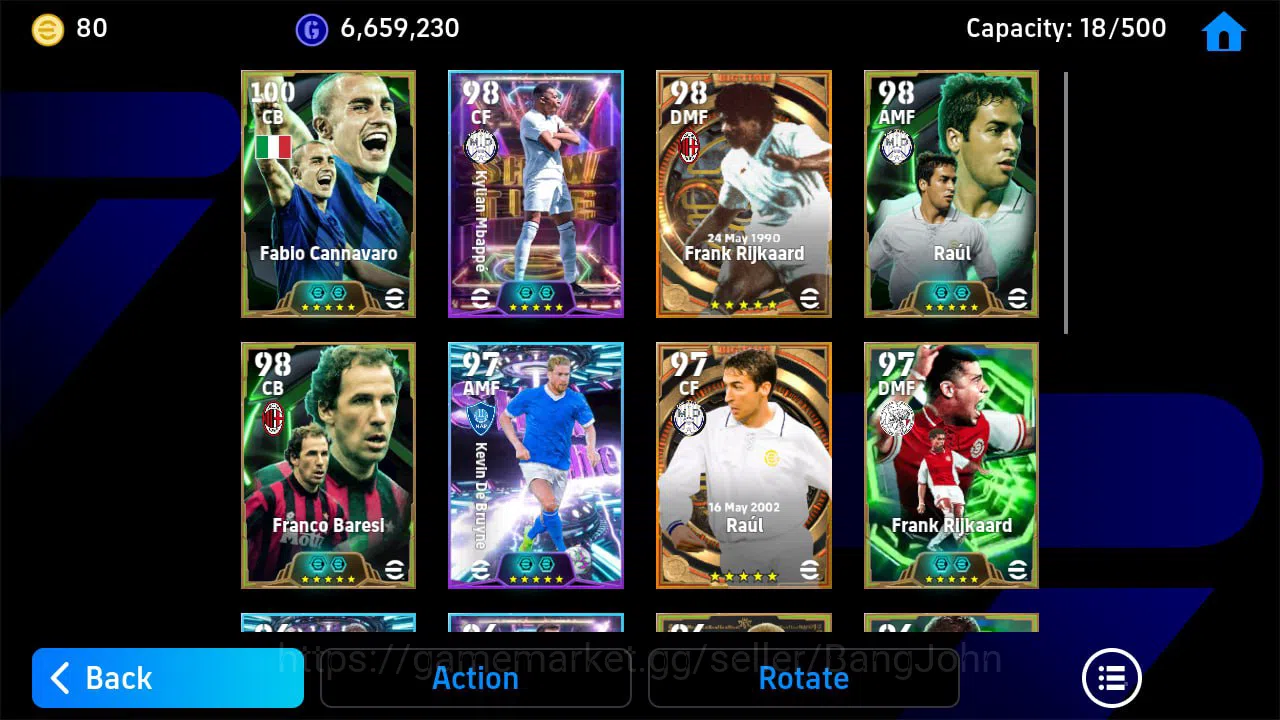 eFootball Accounts Others "Power 3129 | Cannavaro Epic DB | Mbappe Show Time | Rijkaard Big Time | Raul Epic DB |  Baresi 5