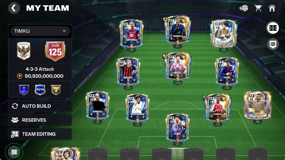 EA SPORTS FC Mobile Accounts OVR 125/90B Value|9 EVO(Dembele,Messi,Gabriel UTOT image 2