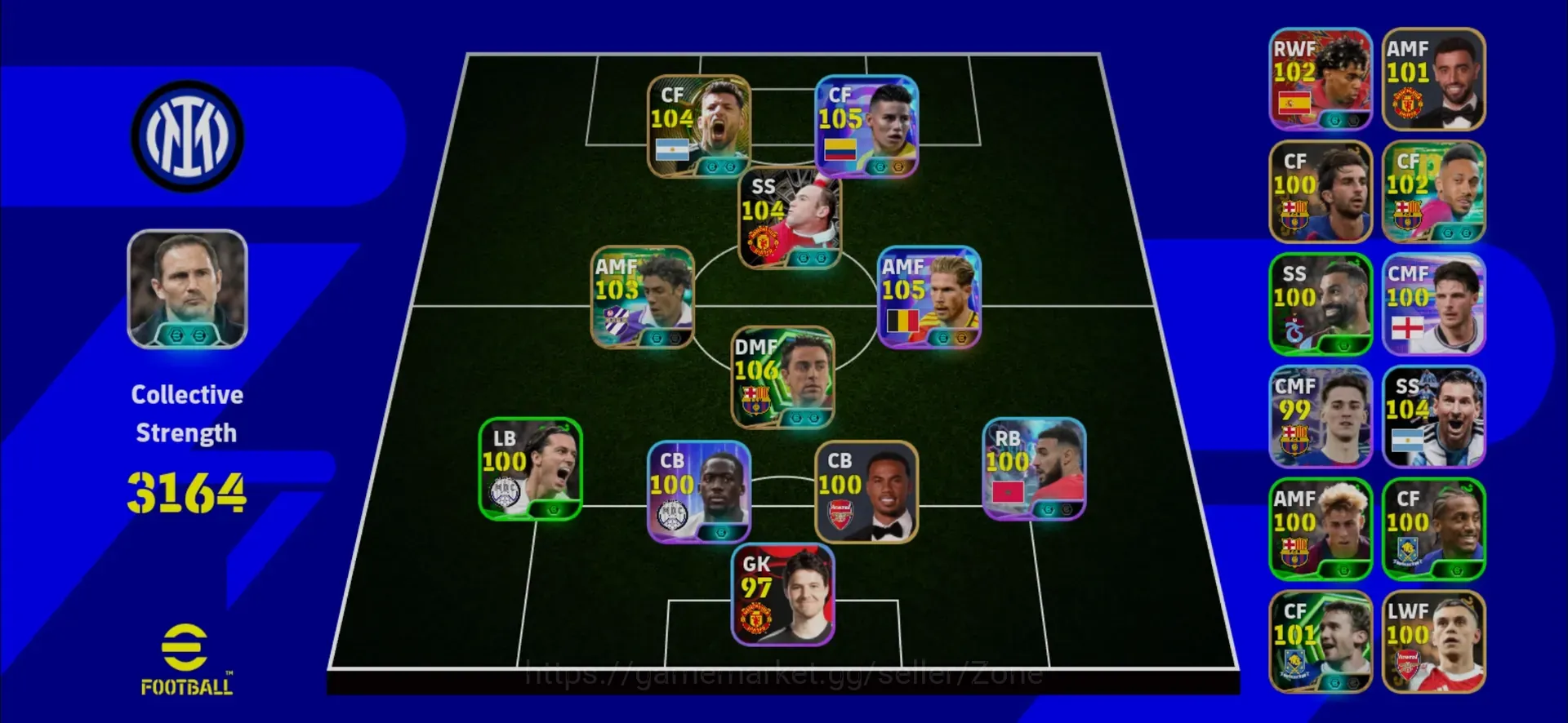 eFootball Accounts Legends & Iconic Players Mobile|PW 3164|Epic Xavi, Rui Costa, Rooney, Agüero|Showtime De Bruyne, James 1