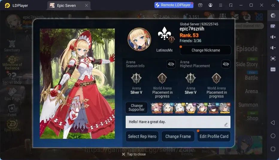 Epic Seven Accounts Limited Hero Global Unverif|5ML(Belian,S.E Celine,Ruele,M Kawerik,O Sigret)+A Fumyr|PoH+Bless ON|CHECK 1