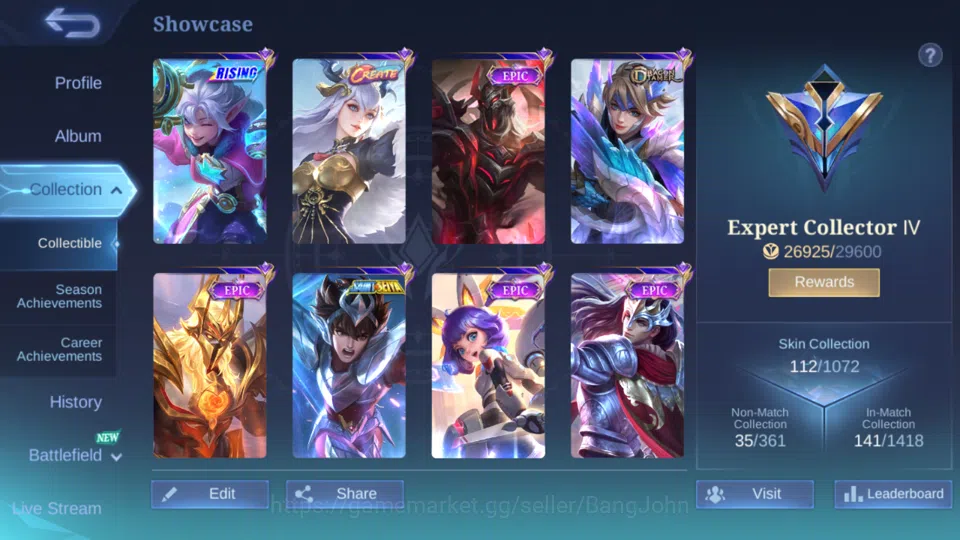 Mobile Legends: Bang Bang Accounts Hero 95 | skin 112|cc natalia | epic lancelot | sp image 2