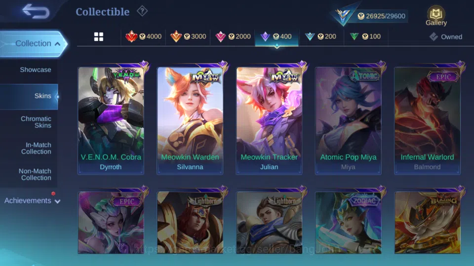 Mobile Legends: Bang Bang Accounts Hero 95 | skin 112|cc natalia | epic lancelot | sp image 9