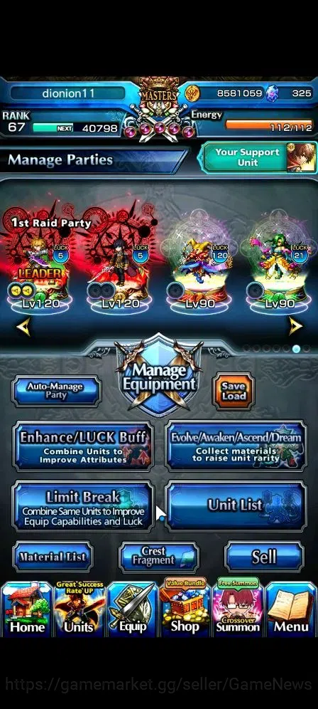 Grand Summoners Accounts Global|Rank 67|325 cc|16 Ascend+5 TW|[DL Rimuru,RR image 3
