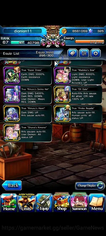 Grand Summoners Accounts Global|Rank 67|325 cc|16 Ascend+5 TW|[DL Rimuru,RR image 6