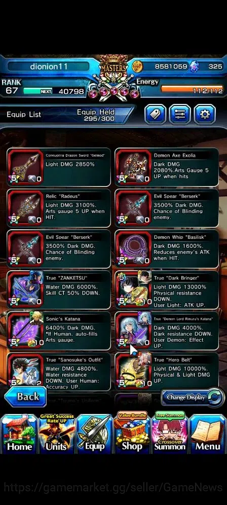 Grand Summoners Accounts Global|Rank 67|325 cc|16 Ascend+5 TW|[DL Rimuru,RR image 7