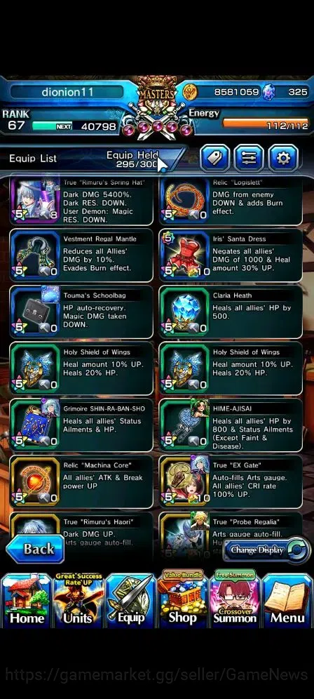 Grand Summoners Accounts Global|Rank 67|325 cc|16 Ascend+5 TW|[DL Rimuru,RR image 9