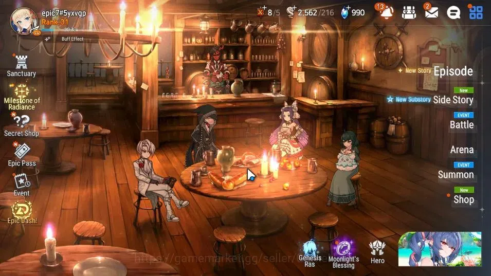Epic Seven Accounts Starter GLOBAL UnVerif|New Era|2 ML (Salome,Blood Moon Haste)+Setsuka,Ruiza,Saria,Etc|Poh ON|2,5K 1
