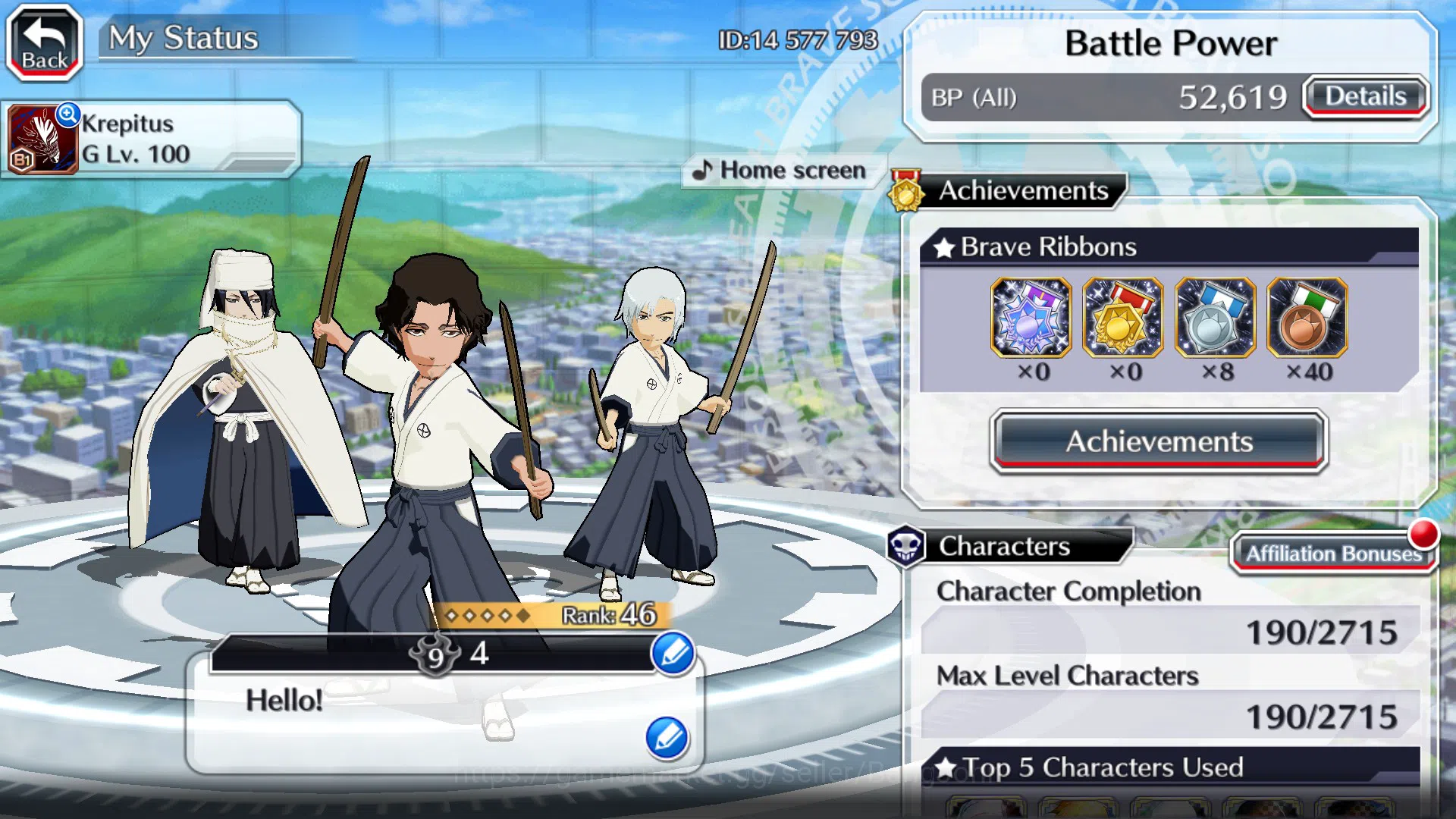 Bleach: Brave Souls Accounts Starter GLOBAL]6K Orb+Fresh All 2