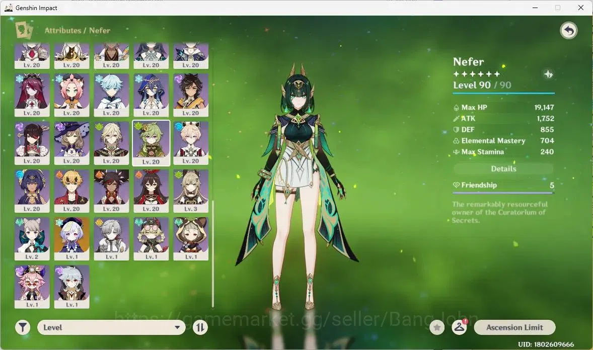 Genshin Impact Accounts ASIA | AR 60|9 Limited+(*5Wpn)+Sign,Nefer,Arecchin image 15