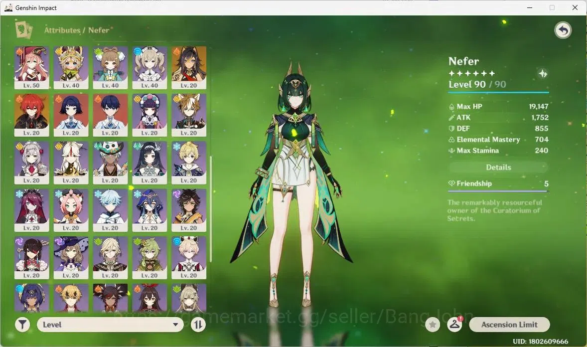 Genshin Impact Accounts ASIA | AR 60|9 Limited+(*5Wpn)+Sign,Nefer,Arecchin image 16