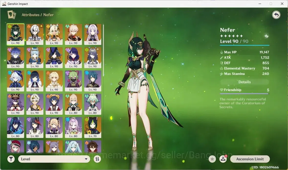 Genshin Impact Accounts ASIA | AR 60|9 Limited+(*5Wpn)+Sign,Nefer,Arecchin image 17