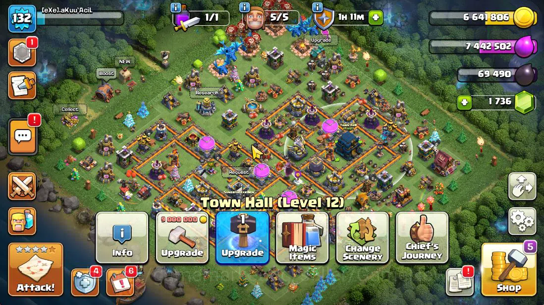 Clash of Clans Mid-Tier TH 12 - BH 7|Limited Skin|LV 132|HH 6|BK 39,AQ 59, image 1