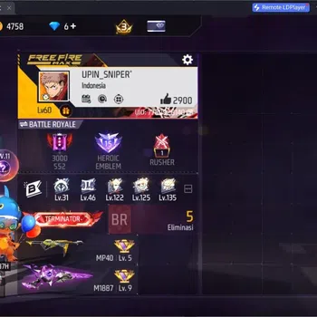 Free Fire Accounts Indonesia | Vault 139| 1 EVO M1887-Sterling Lv6)| Yuji Itadori Bundle| Banyak Backpack Kuning| Check SS