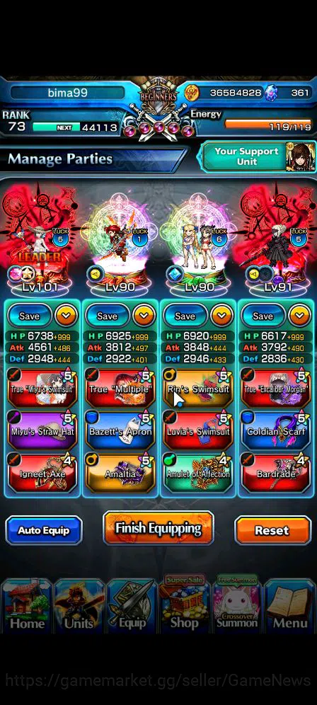 Grand Summoners Accounts Starter Global|Rank 73|13 Ascend|Summer (MiyuTW,Luvia&Rin,Illya,ChloeTW),ChloeTW,Jay,Hot 3