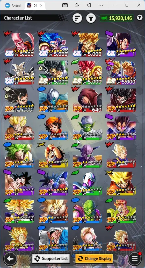Dragon Ball Legends Accounts High-End Android |Lvl 154|15.9M Total Power|12.7K CC|3 LR|5 UL|LR Trunks&Gohan,SSG 15