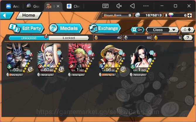 One Piece Bounty Rush Accounts Others GLOBAL| EX 3| PR 9|BMO Kaido,KS Yamato,MWD Luffy,etc|More Detail Check SS|OPBR279B 6