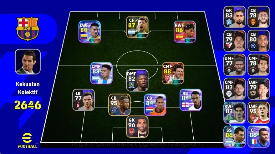eFootball Accounts Others Android|PW 2646|Declan Rice BigT,James Rodriguez ShowT, Sergio Agüero Epic|2026|Check SS EFB3280B 1