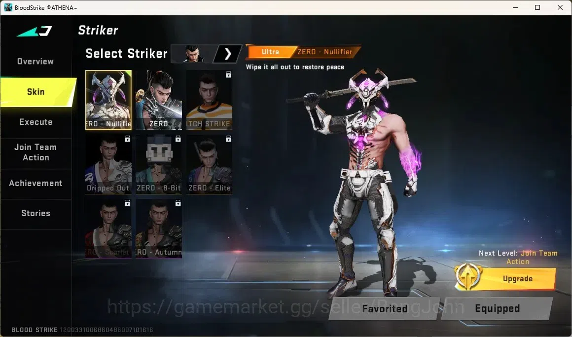 Blood Strike Accounts Rare Skin ASIA | 1 Ultra Striker ZERO - Nullifier|2 Legendary: M4A1-Venom,MCX-Radiance | 1 Collab 6
