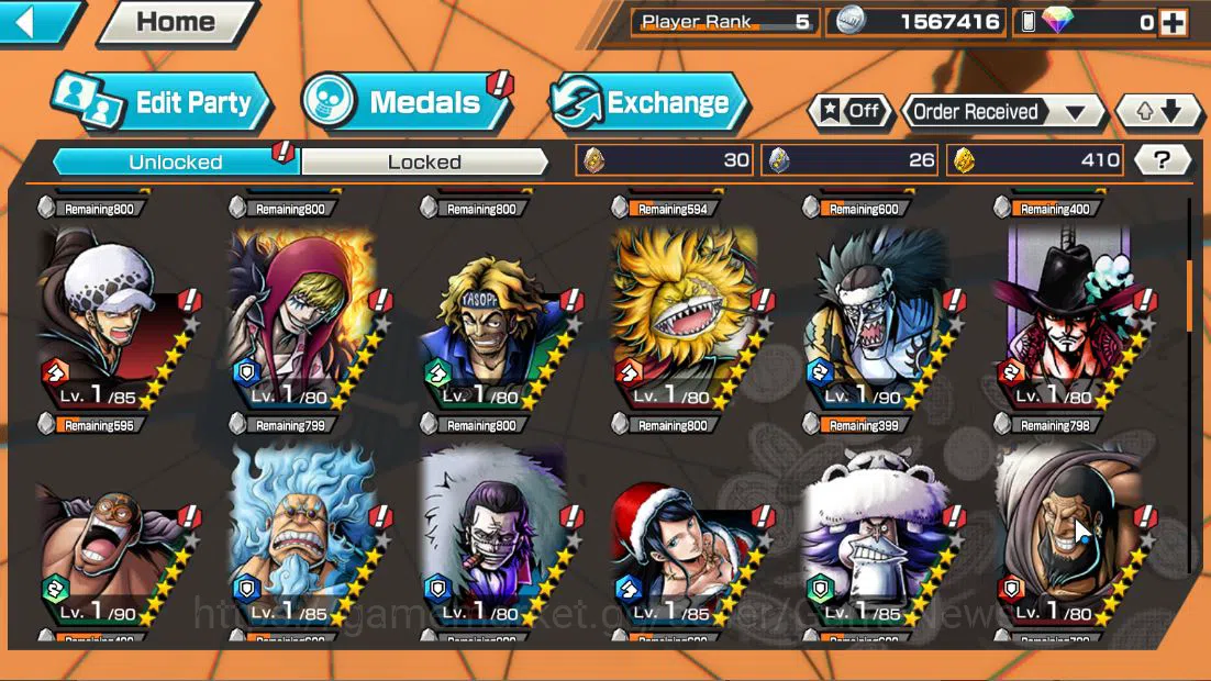 One Piece Bounty Rush Accounts Starter Global|4EX|Film RED Shanks,AMSK[Borsalino],Devine Departure Shanks,BP Kuzan|Rank 5