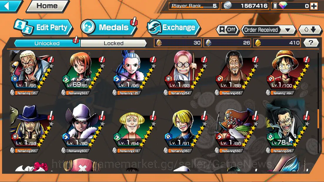 One Piece Bounty Rush Accounts Starter Global|4EX|Film RED Shanks,AMSK[Borsalino],Devine Departure Shanks,BP Kuzan|Rank 7