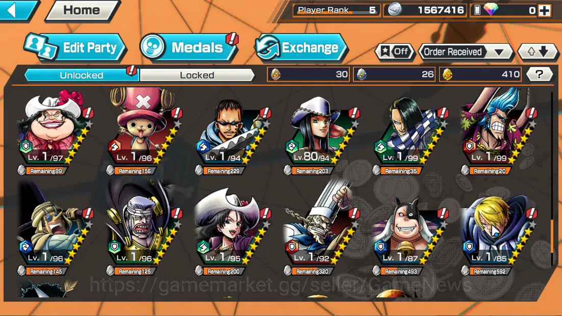 One Piece Bounty Rush Accounts Starter Global|4EX|Film RED Shanks,AMSK[Borsalino],Devine Departure Shanks,BP Kuzan|Rank 8