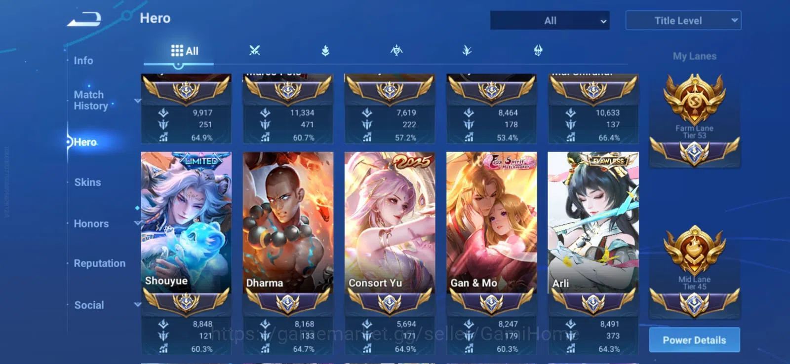 Honor of Kings Accounts Rare Skin VIP 8 x COMPE ➤ FREE 1 MYTHIC STONE | 4 FLAWLESS: YAO + LIBAI + ARLI + XIAOQIAO + LADYZHEN 1