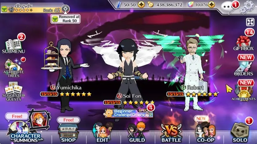 Bleach: Brave Souls Accounts Starter Global |107K BP+10K Orb|FreshStory|Robert TYBW24|Soi Fon TYBW24|Yumichika TMV|Aizen 6th 1