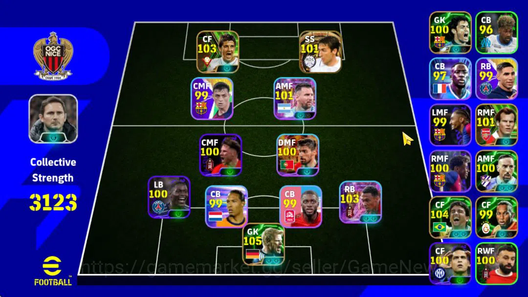 eFootball Accounts Mobile|Serginho EdgedCrossing,L Messi,Bobeto,Raul, image 1