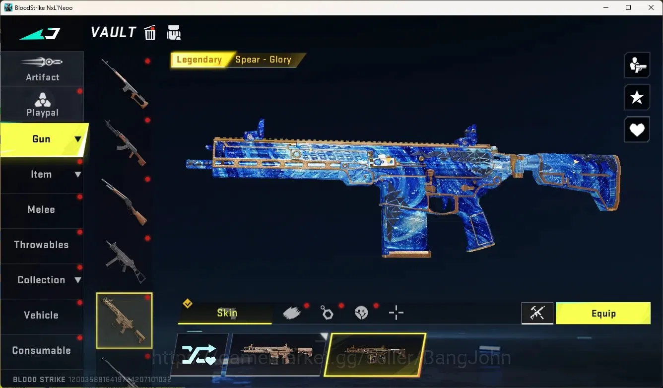 Blood Strike Accounts High-End ASIA|Ultra Melee:ButterflyKnife-Starfall|Eternal Gun:Desert|2 Collab Gun[TR]|1 Limited Gun|3 15