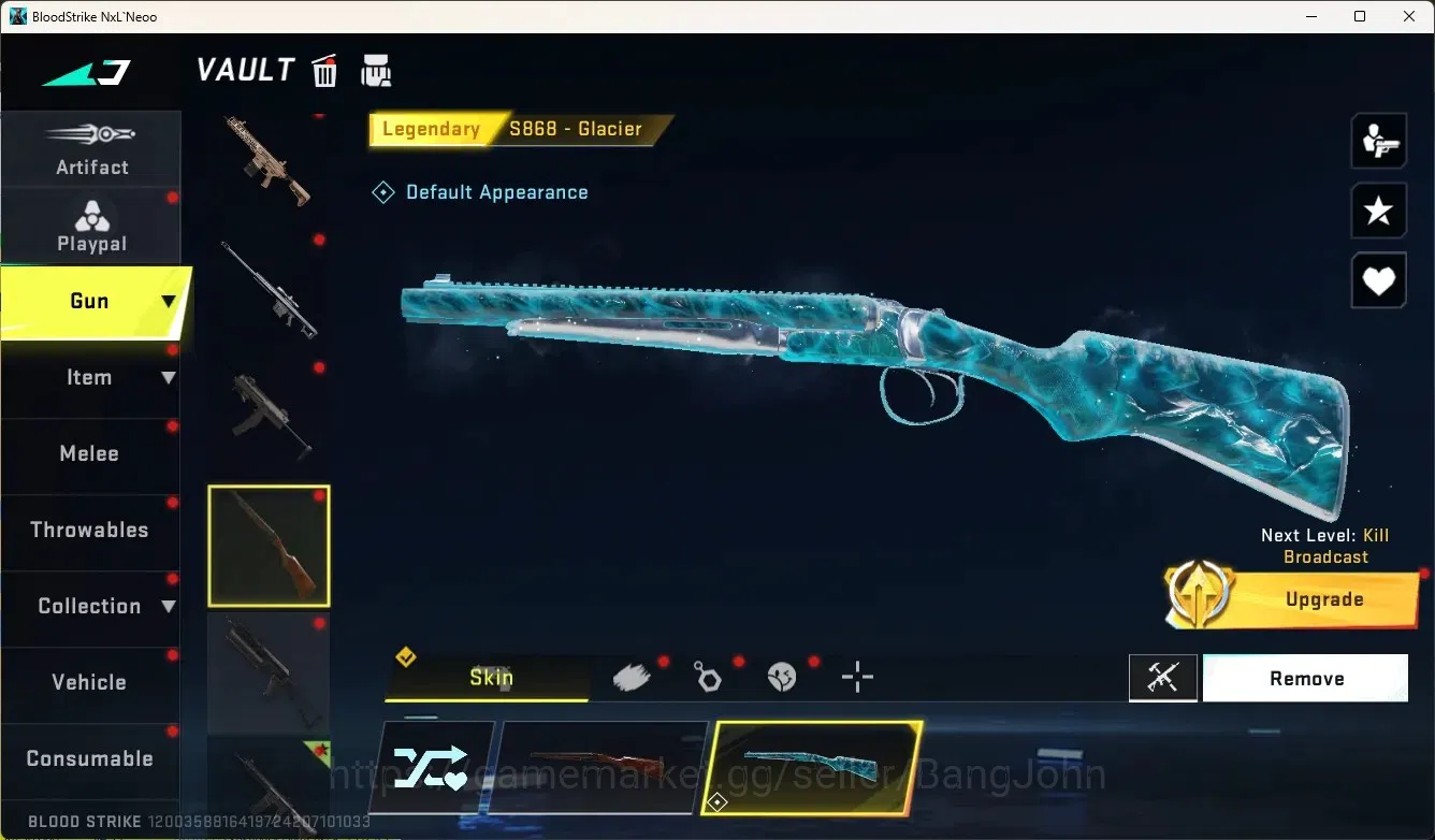 Blood Strike Accounts High-End ASIA|Ultra Melee:ButterflyKnife-Starfall|Eternal Gun:Desert|2 Collab Gun[TR]|1 Limited Gun|3 16