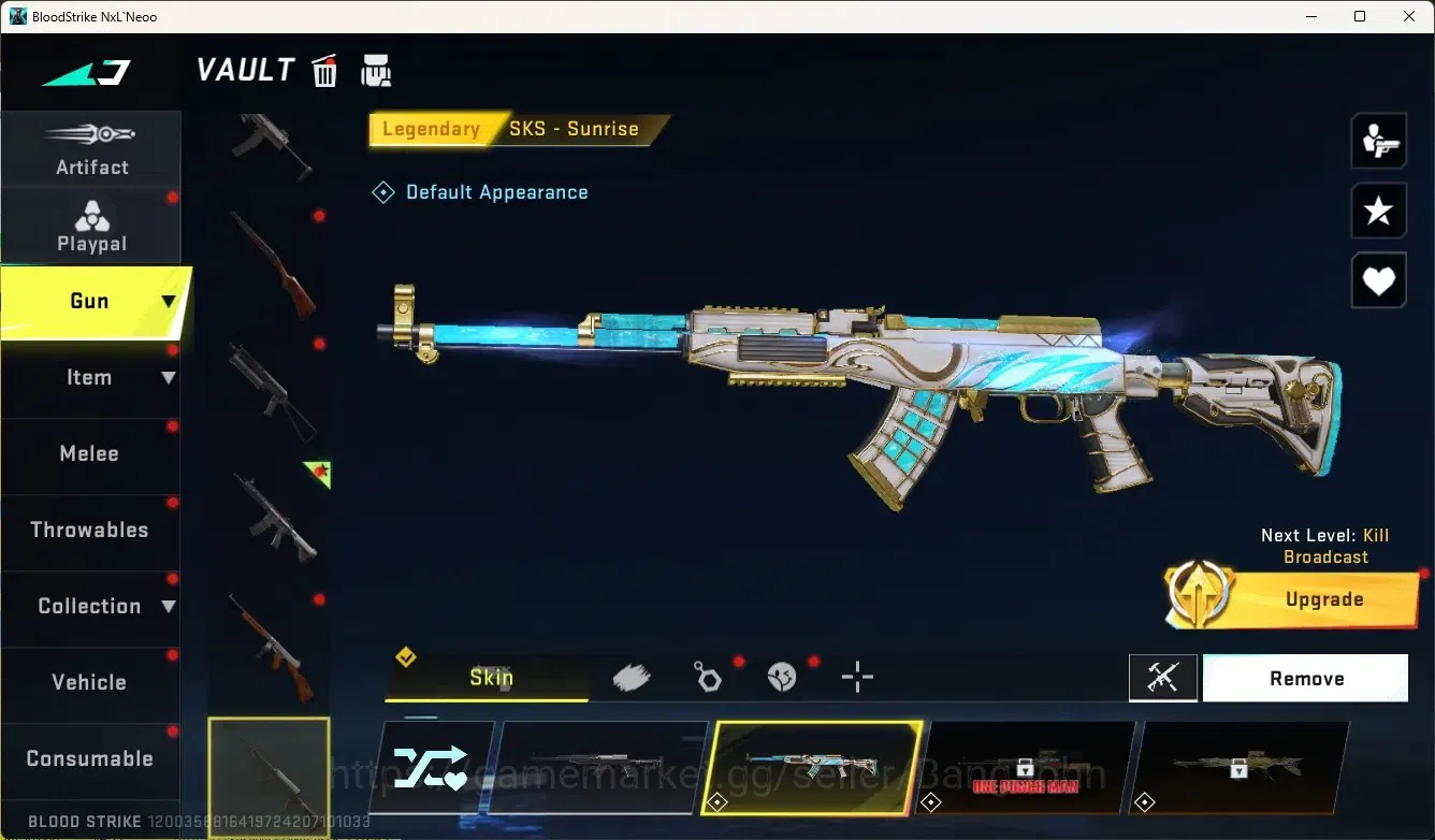 Blood Strike Accounts High-End ASIA|Ultra Melee:ButterflyKnife-Starfall|Eternal Gun:Desert|2 Collab Gun[TR]|1 Limited Gun|3 18