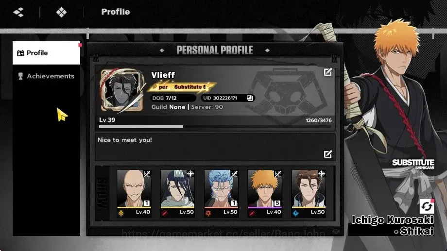 BLEACH: Soul Resonance Accounts Nuverse SEA|5K Orb+17Ticket|Lv.39|5 SSR 3 1