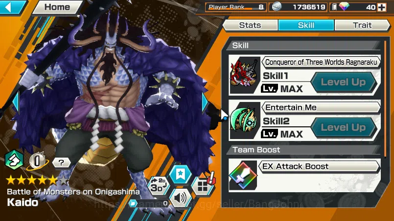 One Piece Bounty Rush Accounts Others GLOBAL| 6 EX BP kuzan, DD shanks, KING d Roger, FR shanks, ST ethanbaron, ONIGA kaido 4